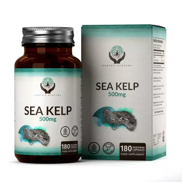 Sea Kelp 90 Capsules 500mg Iodine Supplement Thyroid and Hair Support