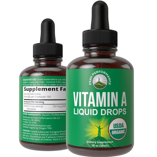 USDA Organic Vitamin A Liquid Drops Supplement